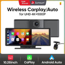 Junsun 10.26 "Wireless CarPlay Android Auto Car Radio 4K Dash Cam Rearview Camera Wifi GPS Navigation Dashboard Video Recorder