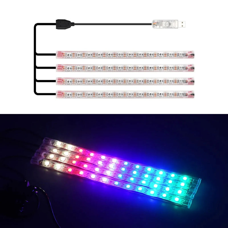 USB Colorful LED Car Interior Foot Lights RGB Backlight Lighting Kit App Music Control Neon Auto Atmosphere Decorative Lamps