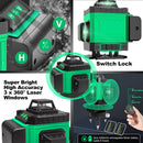 Tegatok16 Lines 4D Professional Laser Level Horizontal Vertical Green Laser Automatic 360°Self-Leveling Laser Building Tools