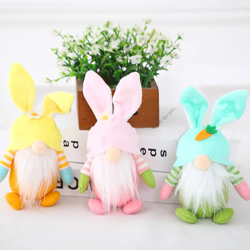 Easter Standing Bunny Gnome Faceless doll Easter Desktop Decoration Rabbit Plush Dwarf toy Home Ornament happy easter party gift