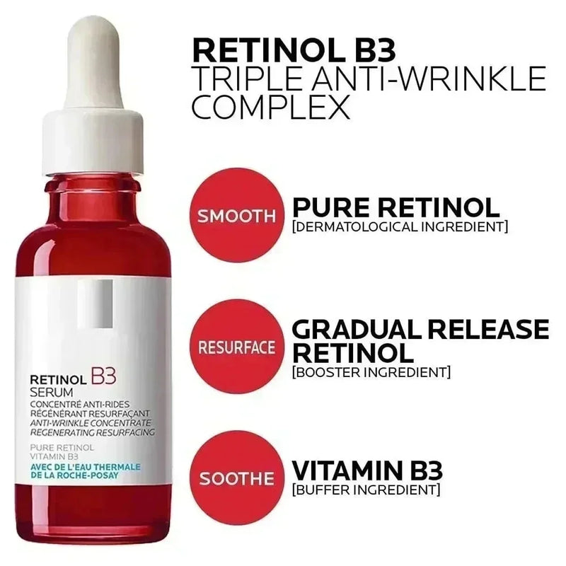 Effaclar Serum Niacinamide 10 RETINOL B3 HYALU B5 VITAMIN C10 for Bright and Radiant Skin and Pore Minimizing, Made in France