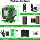 Huepar S04CG-C Set 4D 16 Lines Cross Line Laser Level LCD/Bluetooth/Remote Laser Tools With Detector Tripod Rangefinder Adapter