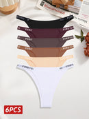 6PCS Cotton Brazilian Panties for Women Sexy Low Rise T-Back Panties Letter Elastic Waist Underpants Female Underwear Intimates