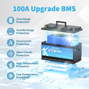 KEPWORTH 12V 100Ah LiFePO4 Battery Packs Grade A Cells Rechargeable For Outdoor / Home Storage Lithium Iron Phosphate Batteries