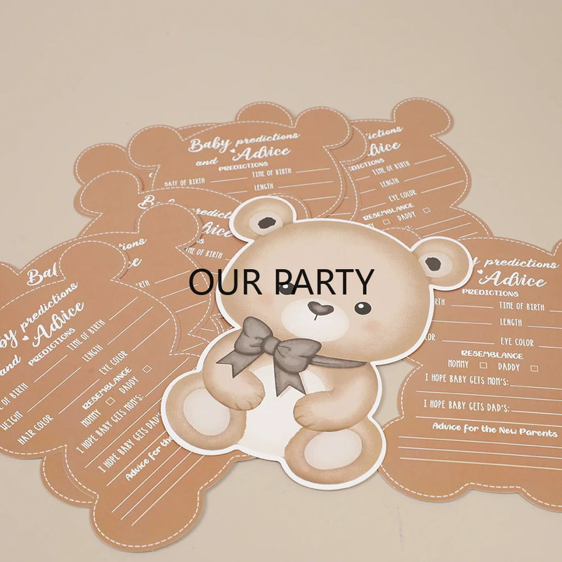 10 Sheets Gender Reveal Theme Predicitions Advice Game Card Cartoon Bear Voting Card for Baby Shower Birthday Party Decoration