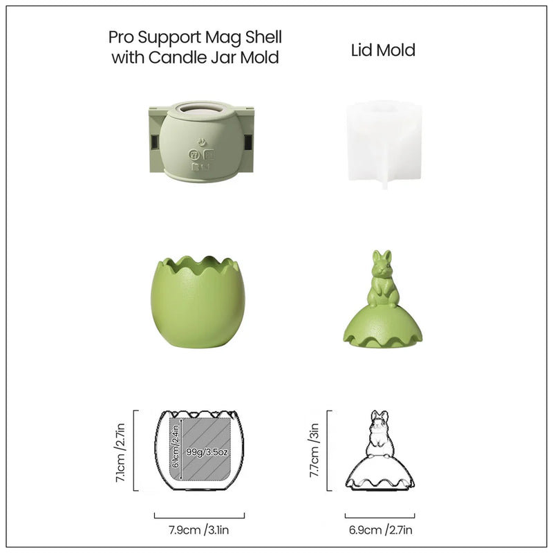 Nicole Bunny-Topped Easter Egg Candle Jar Silicone Molds for Concrete Handmade Jesmonite Easter Candle Vessel Making Mould