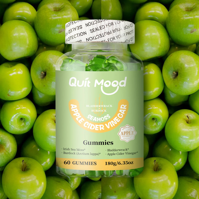 Quitmood Apple Cider Vinegar Gummies- 60 Count - 3500mg Bladderwrack, Burdock Root and Sea Moss - Natural Irish Sea Moss for Imm