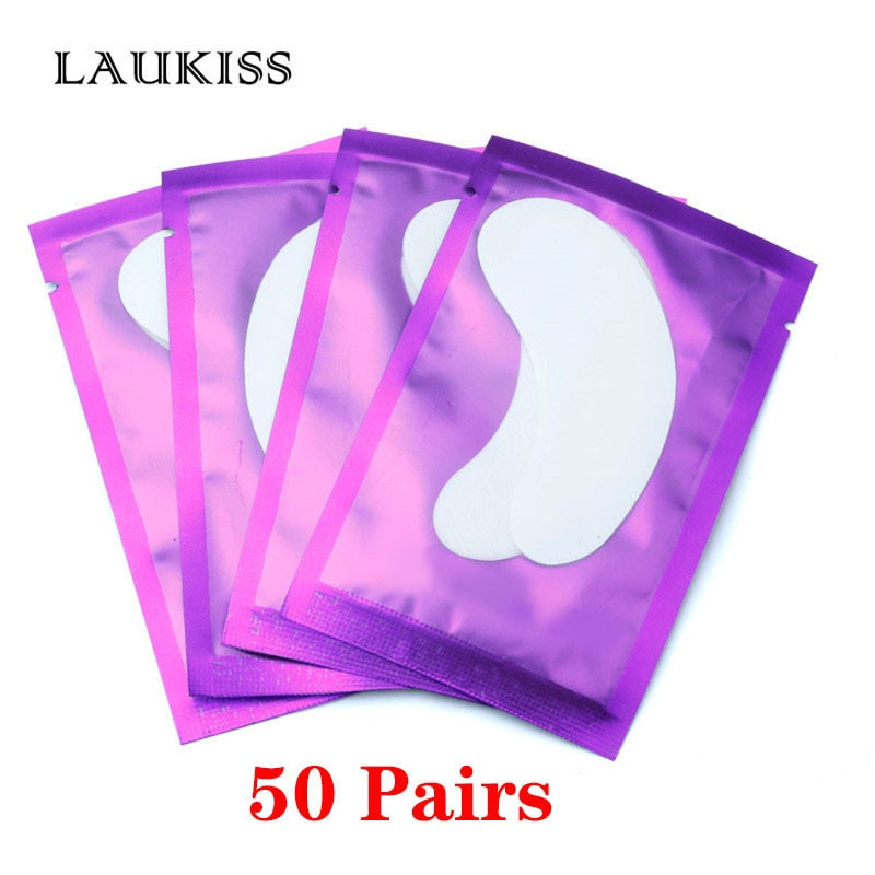 25/50/100Pairs Eye Patches Under Eyelash Pads for Building Hydrogel Paper Patches Pink Lint Free Stickers for False Eyelashes