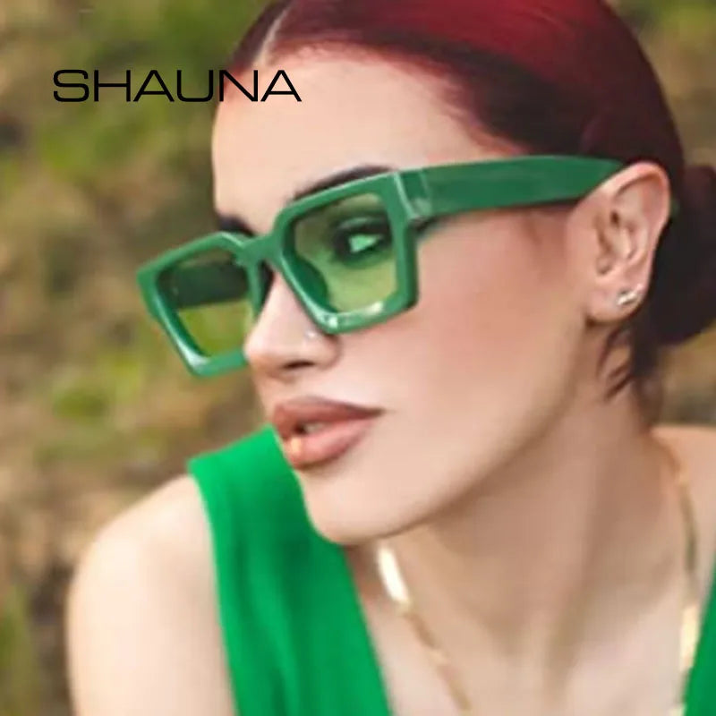 SHAUNA Ins Popular Women Square Sunglasses Retro Men Tinted Shades UV400