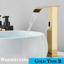 Smart Sensor Bathroom Basin Faucet Intelligent Black Automatic Sense Brass Cold Hot Water Mixer Waterfall Crane Deck Mount