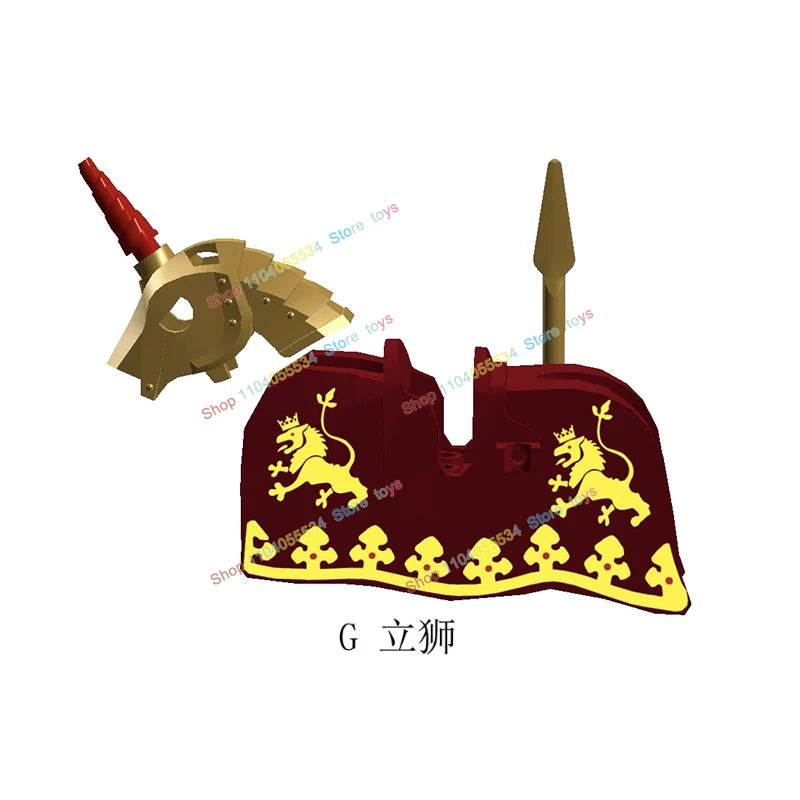 MOC Medieval Military Series Castle Roman Knight Horse Saddle Soldiers War Horses Building Block Accessories Kids Education Toy