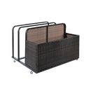 Outdoor Storage Solution with Convenient Mobility Poolside Float Storage Basket, PE Rattan Pool Caddy with Rolling Wheels