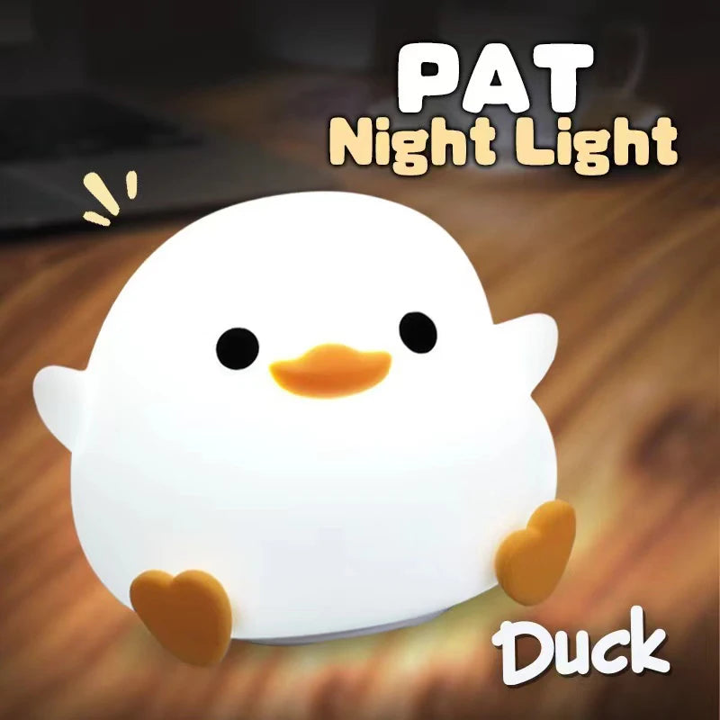 DoDo Duck Night Light, Cute Duck Lamp, Rechargeable Dimmable Nightlight, Silicone LED Bedside Lamp Nursery Touch-Sensitive