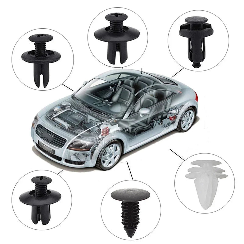 100Pcs Car Clip 6 Size Auto Interior Plastic Bumper Clips Rivets Fasteners Push Type Pin Retainer Trim Kit with Fastener Remover
