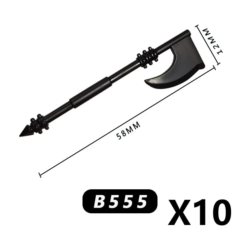 Medieval MOC Weapon Figure Accessories Building Blocks Soldiers Sword Shield Bow Arrow Trident Hammer Axe Spear Brick Kid Toy
