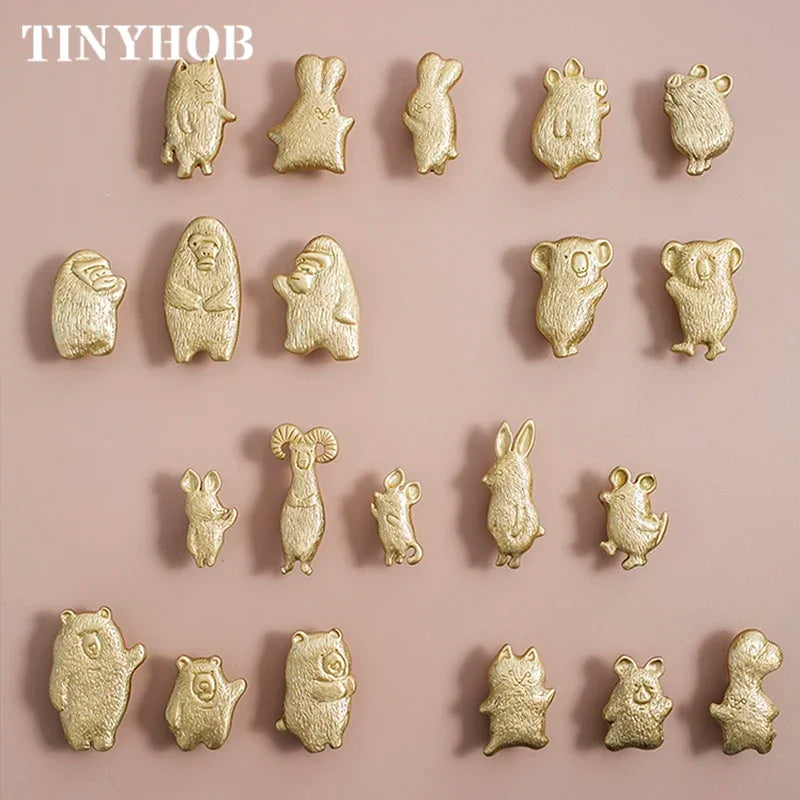 Various animal shapes  Knobs Brass Children's Room Door Knobs Lovely Cabinet Handles Cupboard Drawer Pulls Accessories Furniture