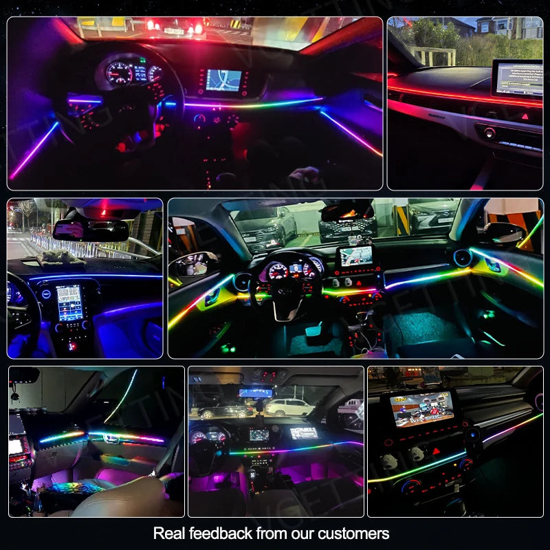 6in1 Interior LED Ambient Lights For Tesla Model 3 Y S X Full Color RGB LED 110/140CM USB APP Control Remote Acrylic Atmosphere