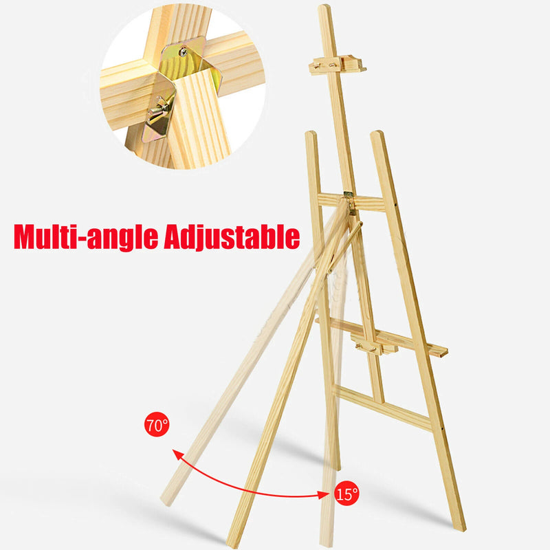 150cm Professional Studio Easel, Solid Pinewood Artist Easel Foldable and Adjustable, A-Frame Easel Stand for Art Craft Display