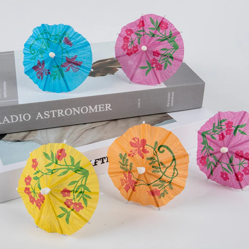 50pcs Umbrella Cocktail Decorative Garnishes Bamboo Stick Summer Tropical Luau Party Hawaiian Beach Theme Flamingo Party Decor