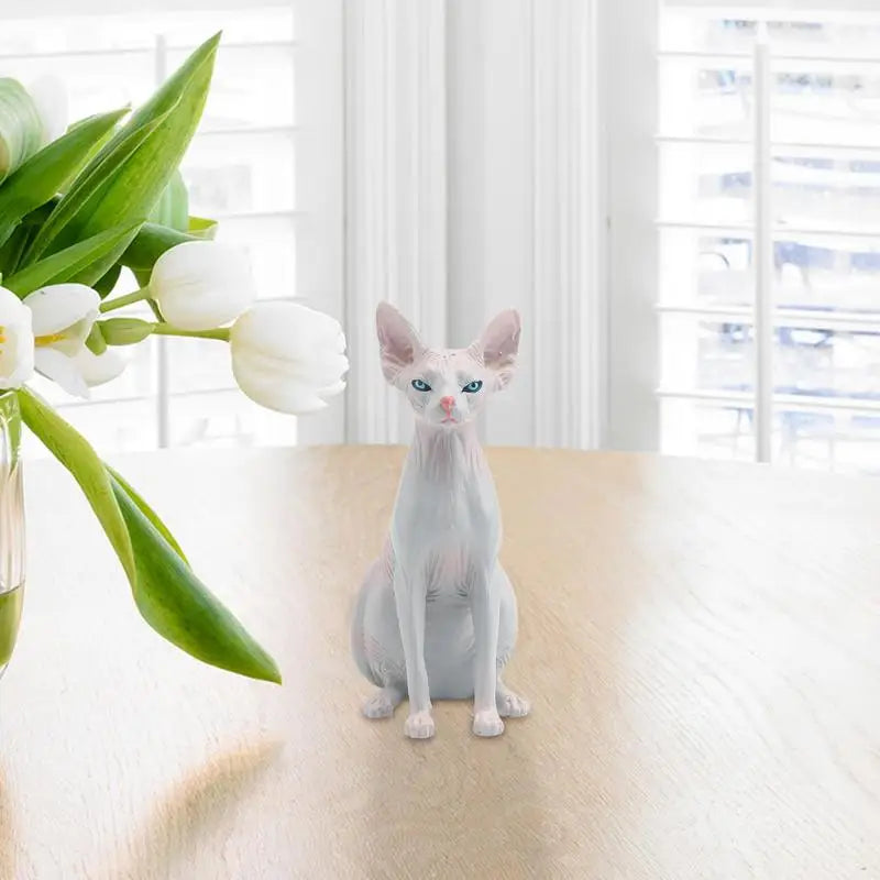 Cute Hairless Cat Model Miniature Hairless Cat Model Sphynx Statue 3.74*3.54*1.57in Vivid Sphinx Cat Animal Figure For Home