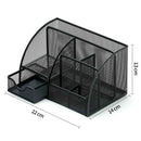 Office Desktop Storage Box Desktop Pen Holder Metal Pen Holder with Multiple Compartments Metal Mesh Square Divided Container