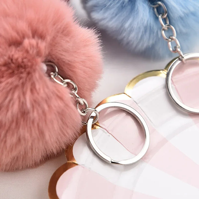 Fluffy Fur PomPom Keychain Soft Faux Rabbit Fur Ball Car Keyring Pompom Key Chains Key holder Women Bag Pendant Jewelry Gifts