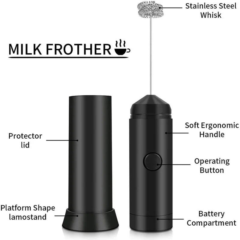 Electric Milk Frother Multifunction Powerful Double Spring Eggbeater Household Milk Mixer Coffee Latte Cappuccino Kitchen Tool