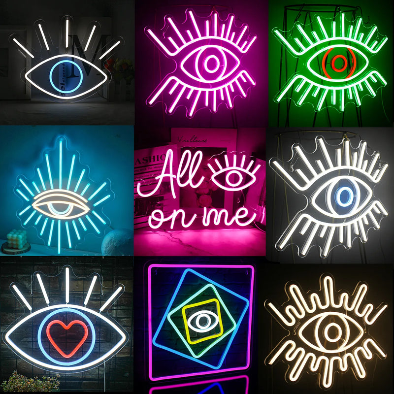 Ineonlife Evil Eye Neon Sign Creative Game Festive Party Club Family Bedroom Game Room Christmas Personality Fun Wall Decor Gift