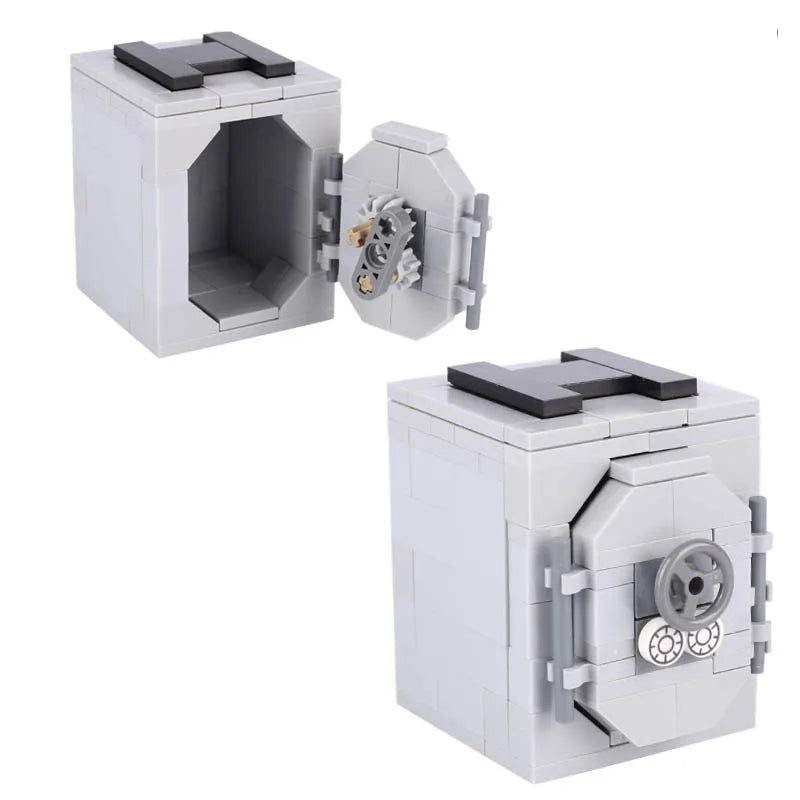 MOC Building Blocks Figures Accessories Cash Dollar Coin Bag Model Gold Silver Bar Colored Diamond Treasure Box Series Coffer