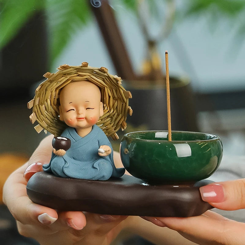 Creative Incense Burner Stick Holder Buddhist Monk Censer Household Aromatherapy Meditation Yoga Studios Decoration Ornament