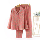 Autumn Long Sleeve Sleepwear Women's Cotton Yarn-dyed Jacquard Ethnic Style Print Pajamas for Women 2 Pieces Outfit Loungewear