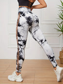 1/3 PCS Women Tie Dye Hollow out Yoga Pant Seamless Sports Gym Workout Leggings, Stretchy High Waist, Women's Activewear
