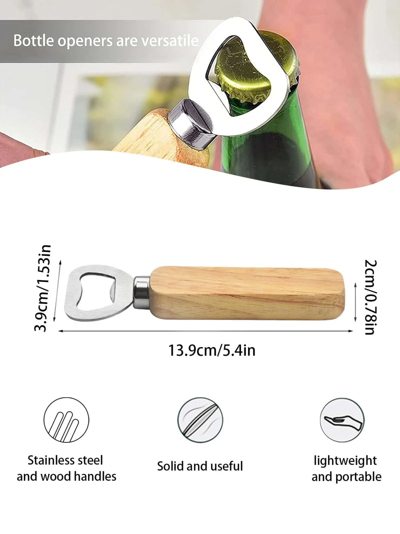 Leeseph Wood Handle Bottle Opener Beer Bottle Openers Bartender Bottle Openers Soft Drinks Bottle Opener for Home Bar Restaurant