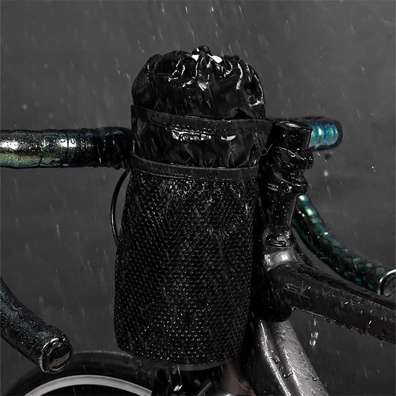 Bicycle Bag Bike Bottle Holder Handlebar Stem Thermal Bag with Mesh Pocket Coffee Cup Holders Bicycle Handlebar Bag Accessories