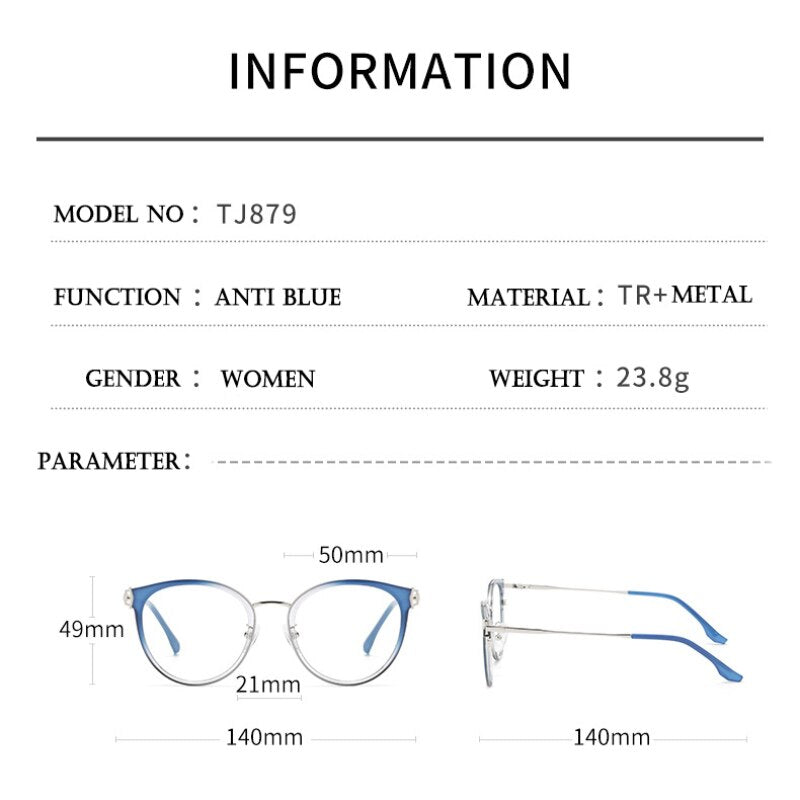 Woman Optical Eyeglasses Metal Legs and Acetate Rim Spectacles for Women Prescription Eyewear Glasses Frame Cat-Eye Style