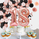 99pcs Rose Gold 18th Birthday Happy Balloon Set suitable for birthday parties and adult decorations