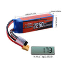 Sunpadow 2250mAh 3S Lipo Battery for 11.1V 25C with XT60 Plug for RC Airplane Quadcopter Drone FPV Helicopter Racing Hobby