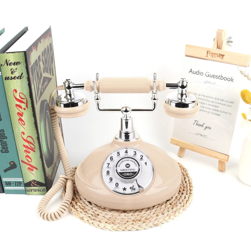 Audio Guestbook Phone Luxury Retro Telephone Dial Button Wedding Recording Guestbook,Guest Phone Blessing Mailbox