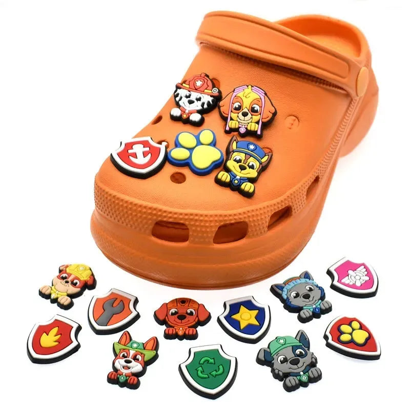 12pcs Paw Patrol Pvc Shoe Charms Anime Cartoon Shoe Buckle decorated pvc Animal Dog series shoe charm best-selling designer