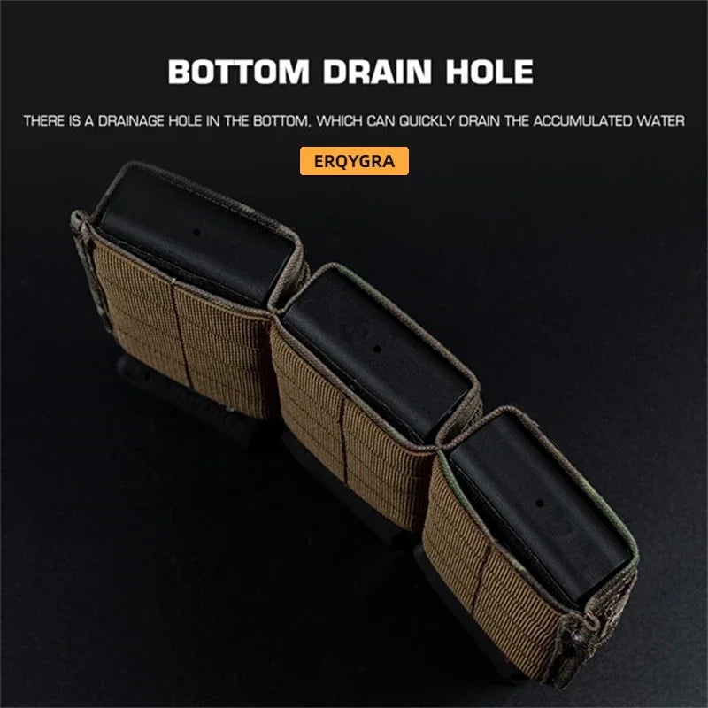 ERQYGRA Tactical FAST 5.56 Triple Mag Pouch Medium Magazine Molle System Holster Outdoors Hunting Shooting Accessories Waist Bag