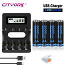 CITYORK 1.5V AA Li ion Rechargeable Battery 3000mWh 1.5 V AA Lithium ion Rechargeable Batteries With1.5V AA AAA Battery Charger