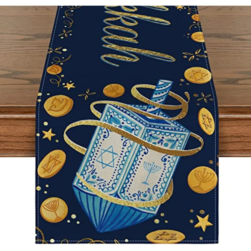 Passover Easter Table Runner Jewish Menorah Hanukkah Holiday Kitchen Coffe  Indoor Outdoor Home Party Decoration cloth