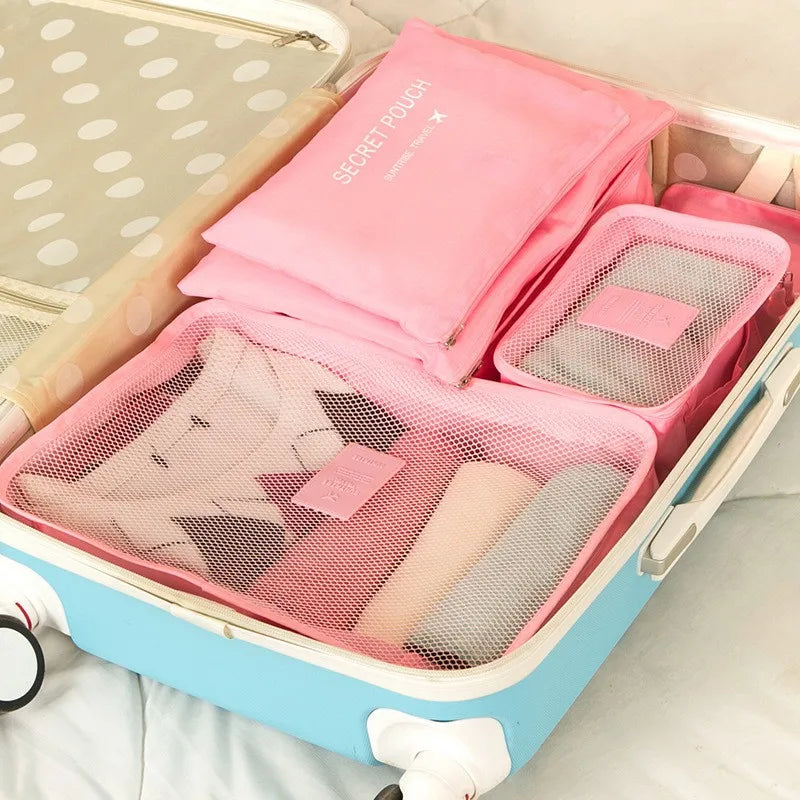 Travel Storage Bag eight-Piece Bag Large Capacity Clothes Sundry Bag Makeup Toiletries Finishing Oxford Cloth Sealed Hand