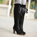 2025 Autumn Winter Sexy Lace Up Knee-high Boot Women's High Boots Female Shoes Boots Women High Heels Leather Woman Boot