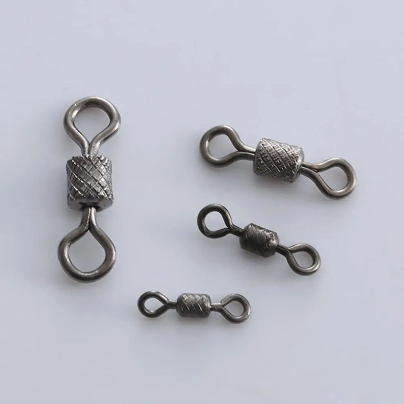 50PCS Stainless Steel Fishing Swivels Ball Bearing Swivel with Safety Snap Solid Rings Rolling Swivel Carp Fishing Accessories