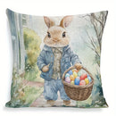 Happy Easter decoration pillow cover country farmhouse home room decoration Rabbit and egg pattern printing sofa cushion cover
