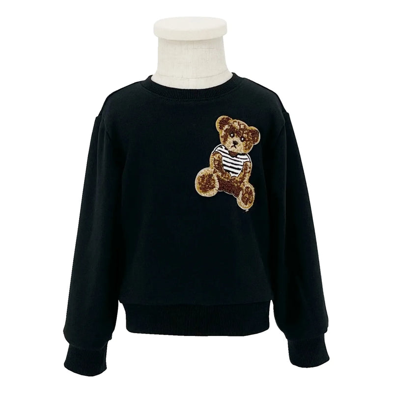 Joyccin Mother Kids Bear Embroidery Sweatshirts Thick Unisex Solid Tops Family Matching Outfits Fleeced Hoodie