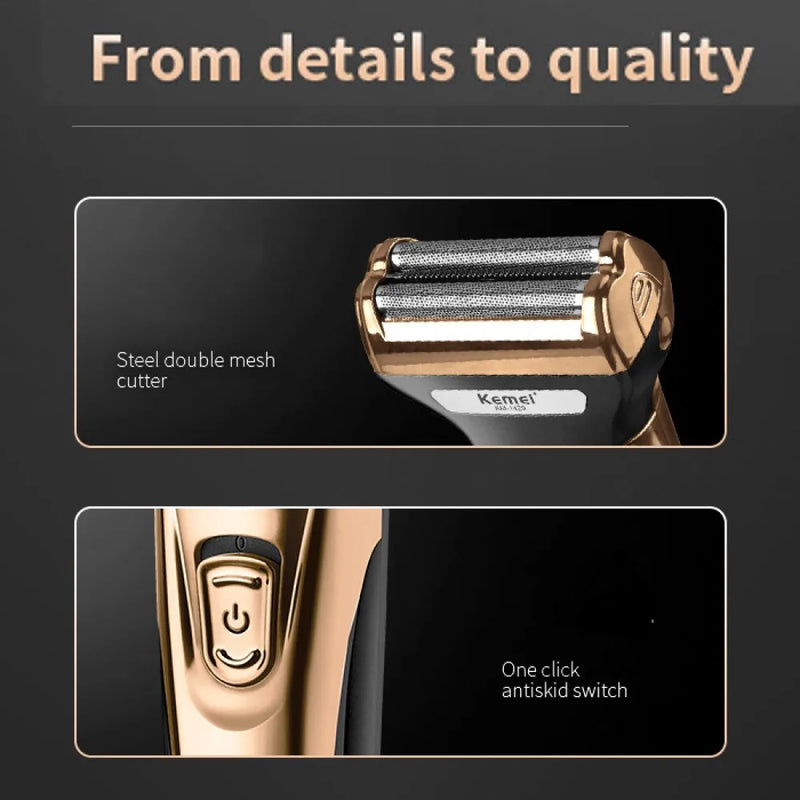 Kemei 3 In 1 Powerful Electric Shaver Facial Body Hair Trimmer Beard Shaving Machine Razor Nose Ear Hair Trimmer for Men KM-1429