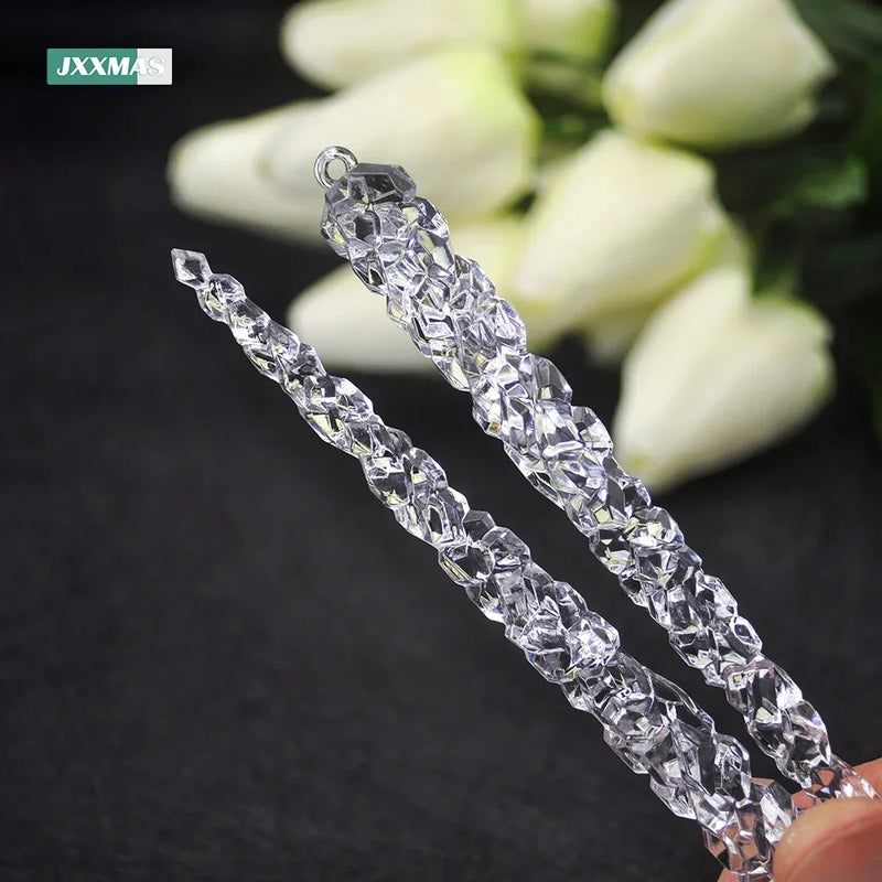 6pcs Christmas Decoration Simulation Ice Xmas Tree Hanging Ornament Artificial Clear Fake Icicle Winter Party Home Decor Navidad
