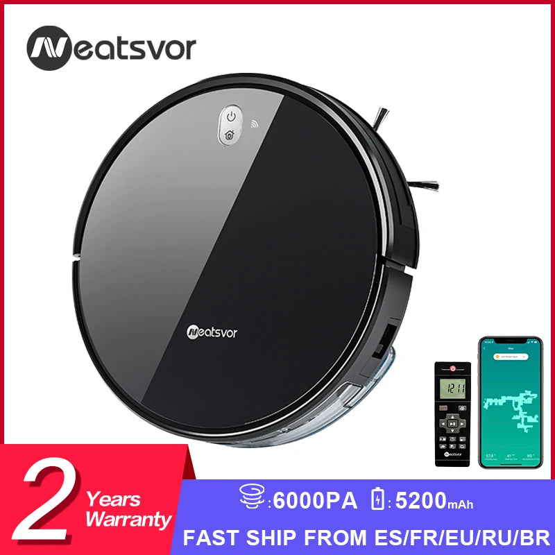 NEATSVOR x520 Robot Vacuum Cleaner 6000pa 5200 MAh Regular Automatic Charging For Sweeping and Mopping Smart Home